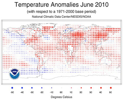 Giugno 2010 è stato il mese più caldo da quando vengono registrati i dati sul clima